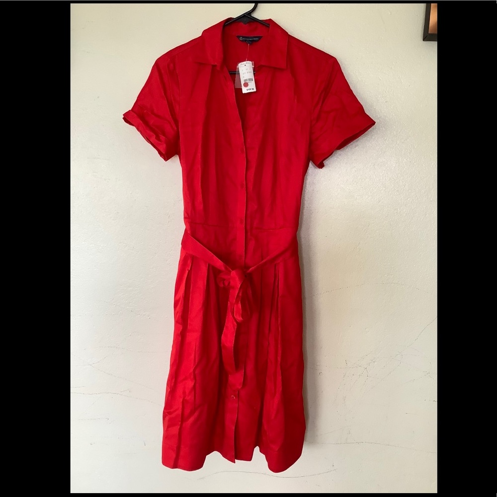 NWT red midi shirt dress
